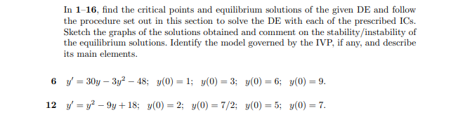 Solved In 1-16, find the critical points and equilibrium | Chegg.com