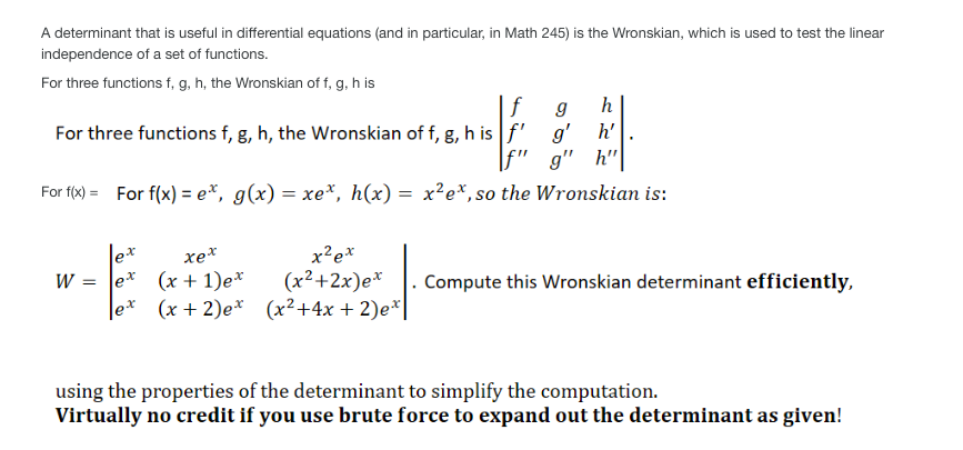 Solved A Determinant That Is Useful In Differential