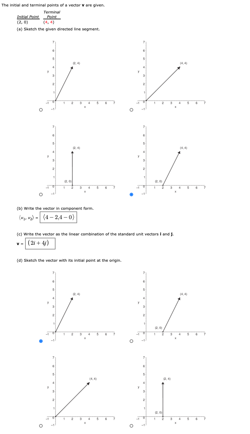 Solved The initial and terminal points of a vector V are | Chegg.com