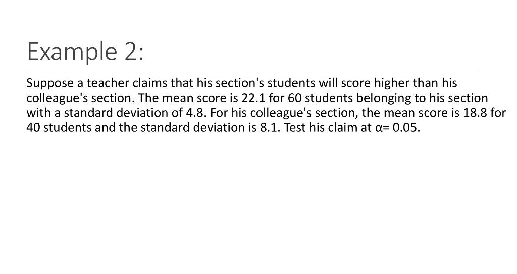 Solved Suppose a teacher claims that his section's students | Chegg.com