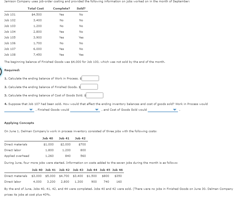 Solved Jamison Company uses job-order costing and provided | Chegg.com