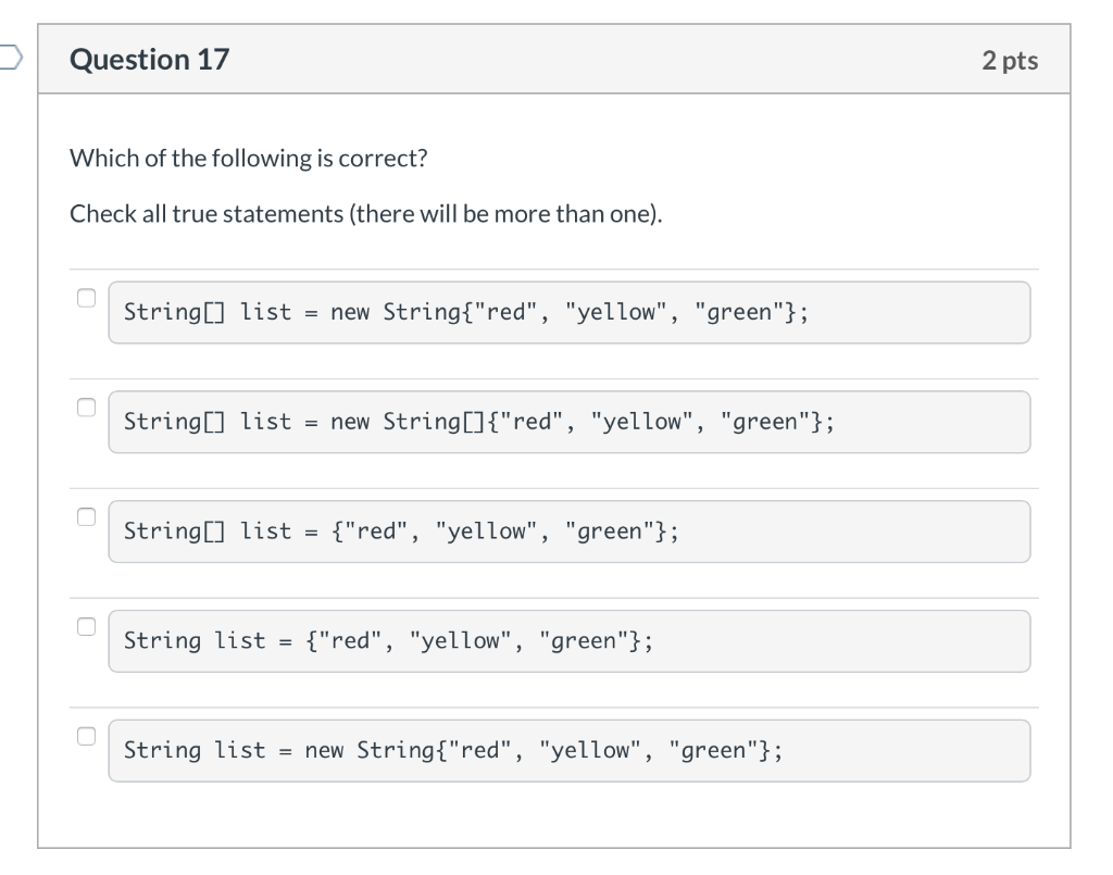 Solved Question 17 2 pts Which of the following is correct? | Chegg.com