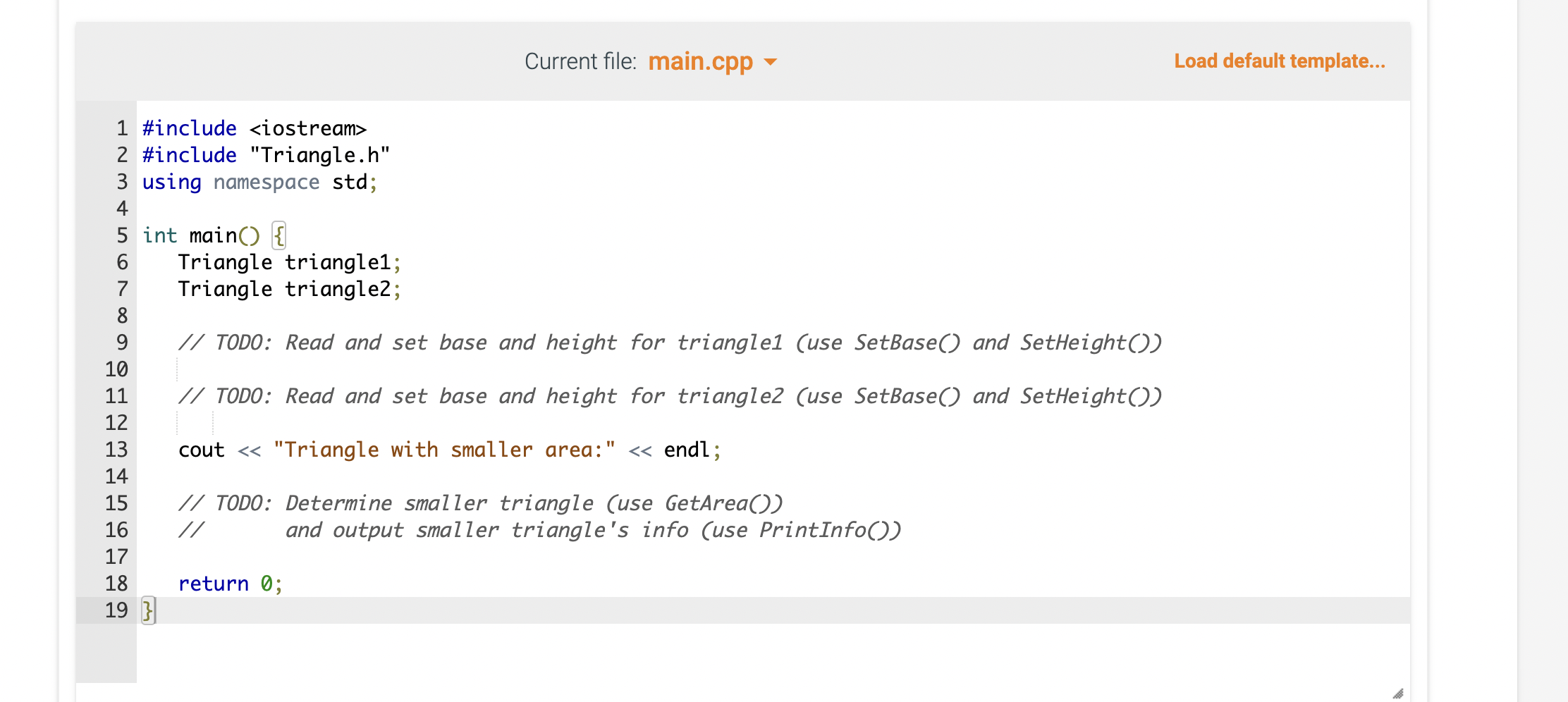 Solved 9.21 LAB: Triangle area comparison (classes) Given | Chegg.com