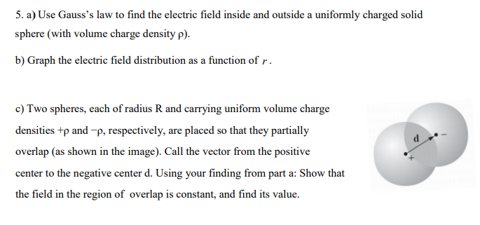 Solved 5. a) Use Gauss's law to find the electric field | Chegg.com