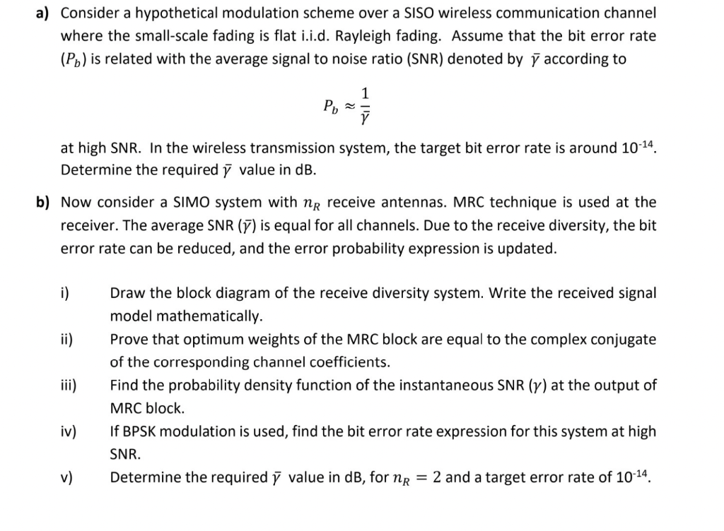 a) Consider a hypothetical modulation scheme over a | Chegg.com