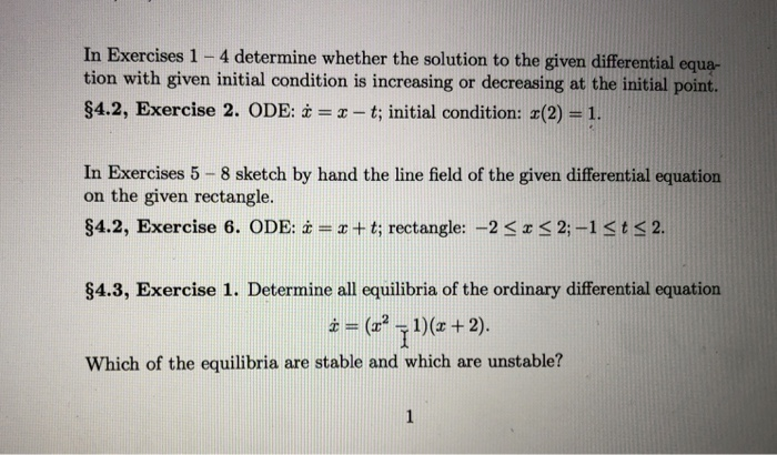 Solved In Exercises 1 - 4 determine whether the solution to | Chegg.com