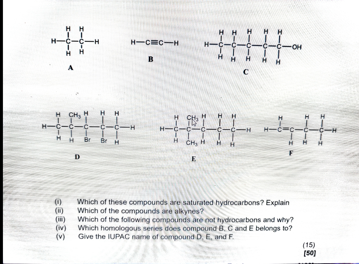 Solved H−C≡C−H B E (i) Which of these compounds are | Chegg.com