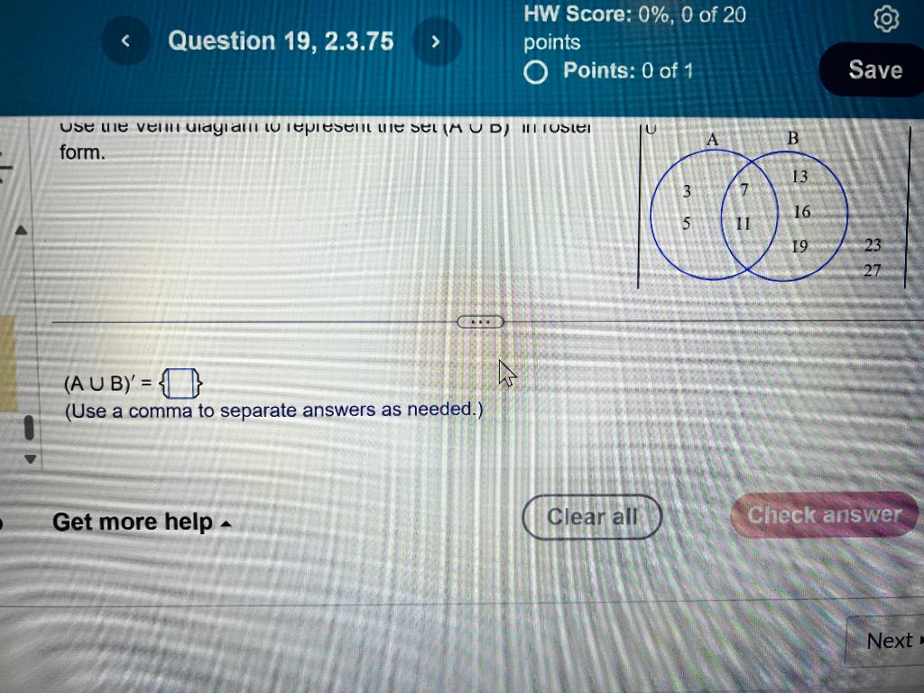 Solved form. (A∪B)′={ (Use a comma to separate answers as | Chegg.com