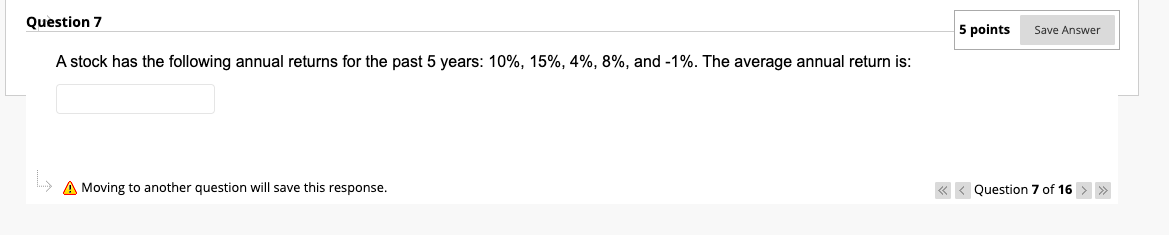 Solved Question 7 5 points Save Answer A stock has the | Chegg.com