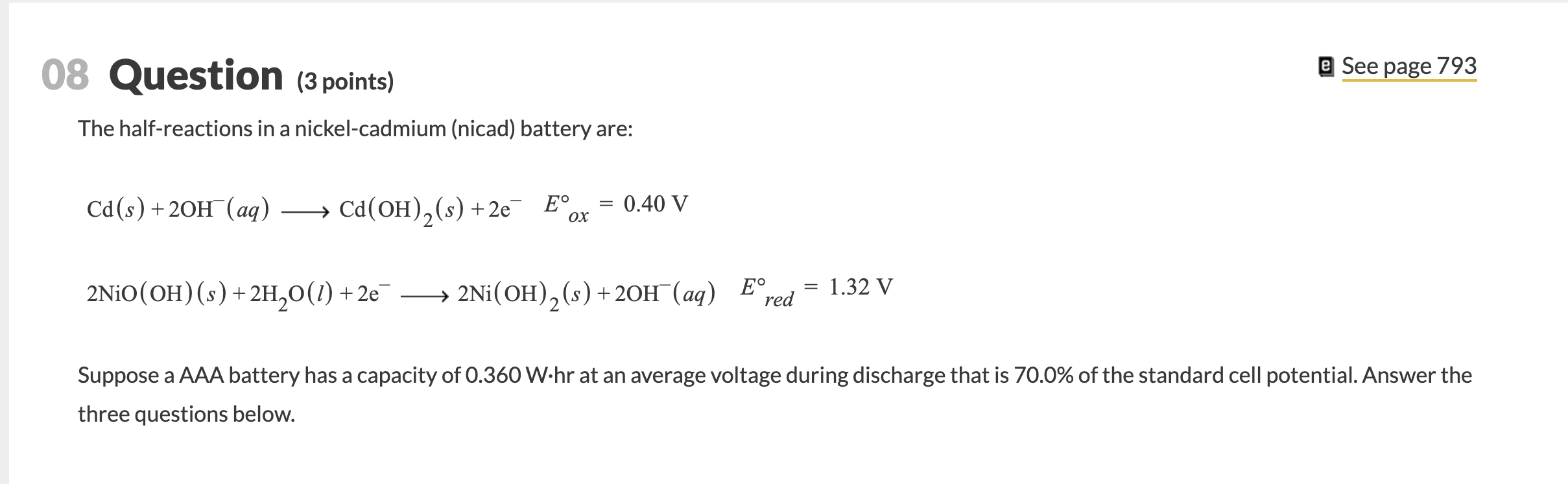Solved 08 Question (3 points) e See page 793 The | Chegg.com