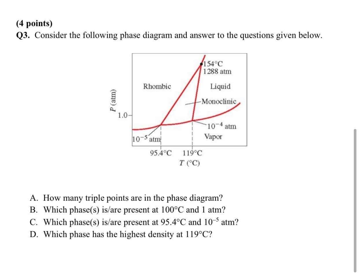 Solved (4 points) Q3. Consider the following phase diagram | Chegg.com