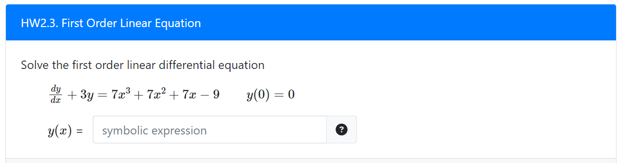 Solved Solve the first order linear differential equation | Chegg.com