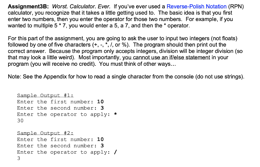 Solved Assignment3B: Worst. Calculator. Ever. If you've ever | Chegg.com