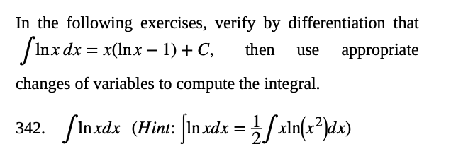 Solved In the following exercises, verify by differentiation | Chegg.com