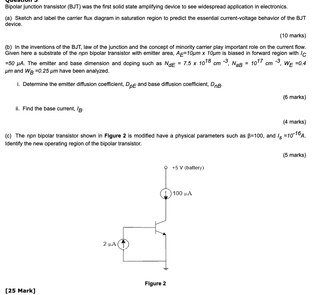 Solved Bipolar junction transistor (BJT) was the first solid | Chegg.com