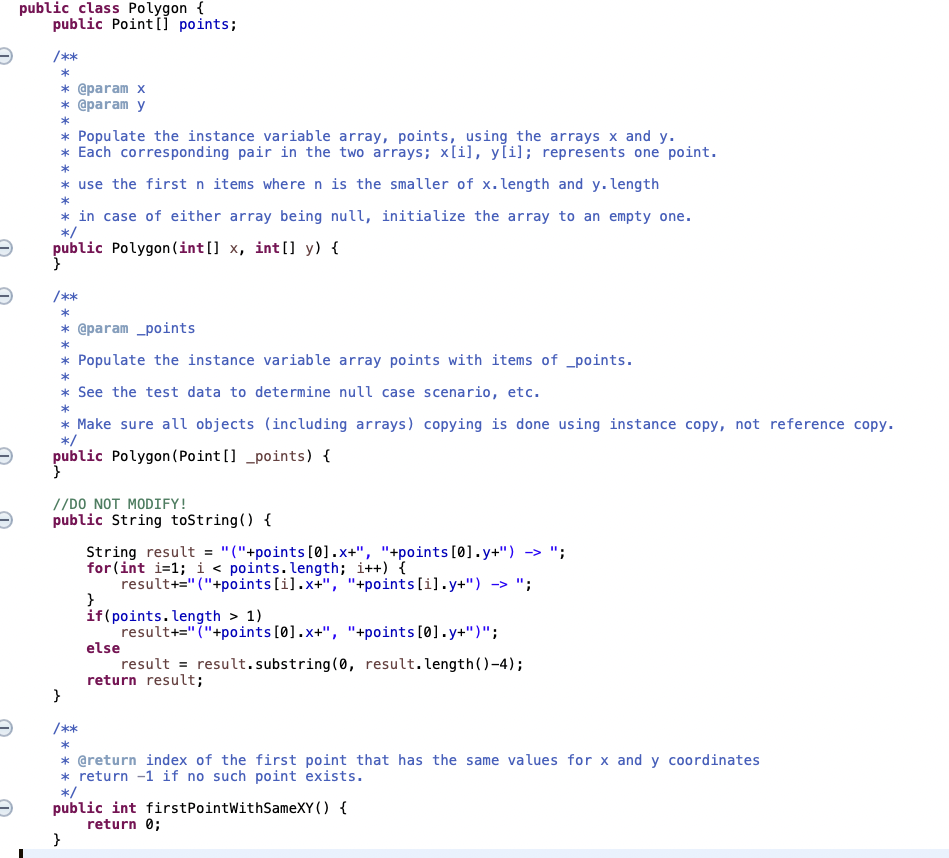 Solved * public class Polygon { public Point[] points; /** * | Chegg.com