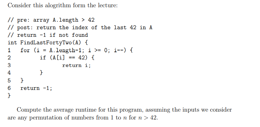 Solved Consider this alogrithm form the lecture: // pre: | Chegg.com
