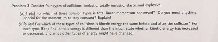 Solved: Consider Four Types Of Collisions: Inelastic, Tota... | Chegg.com