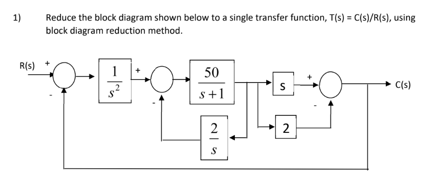 Solved Reduce the block diagram shown below to a single | Chegg.com