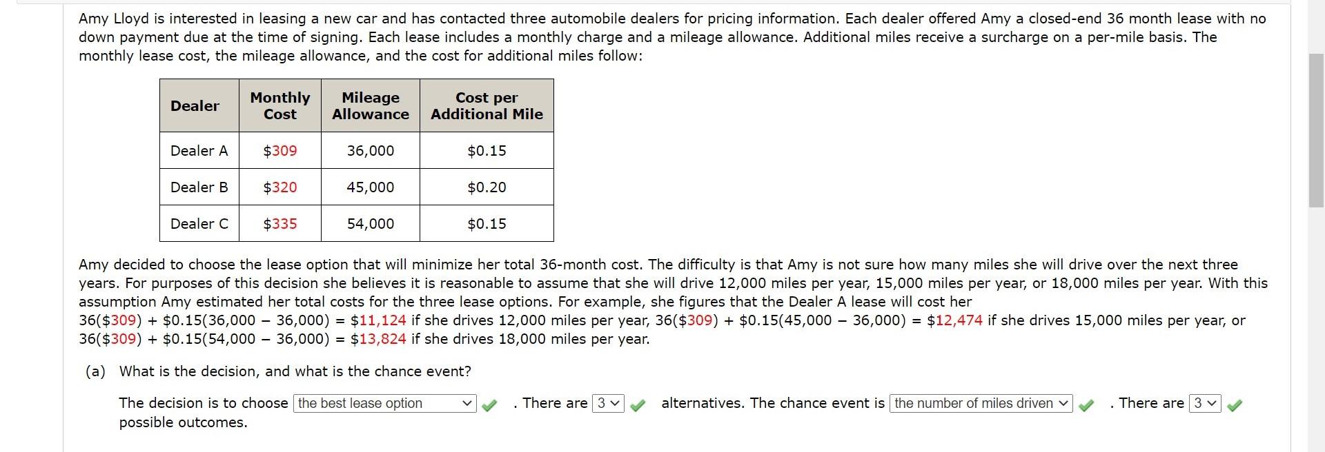 Amy Lloyd Is Interested In Leasing A New Car And Has Chegg 