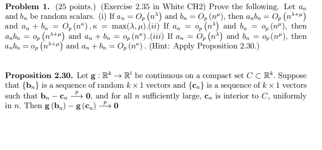 Solved = Problem 1. (25 Points.) (Exercise 2.35 In White | Chegg.com