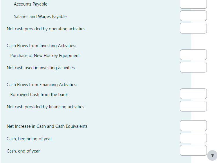 Solved Accounts Payable Salaries and Wages Payable Net cash | Chegg.com