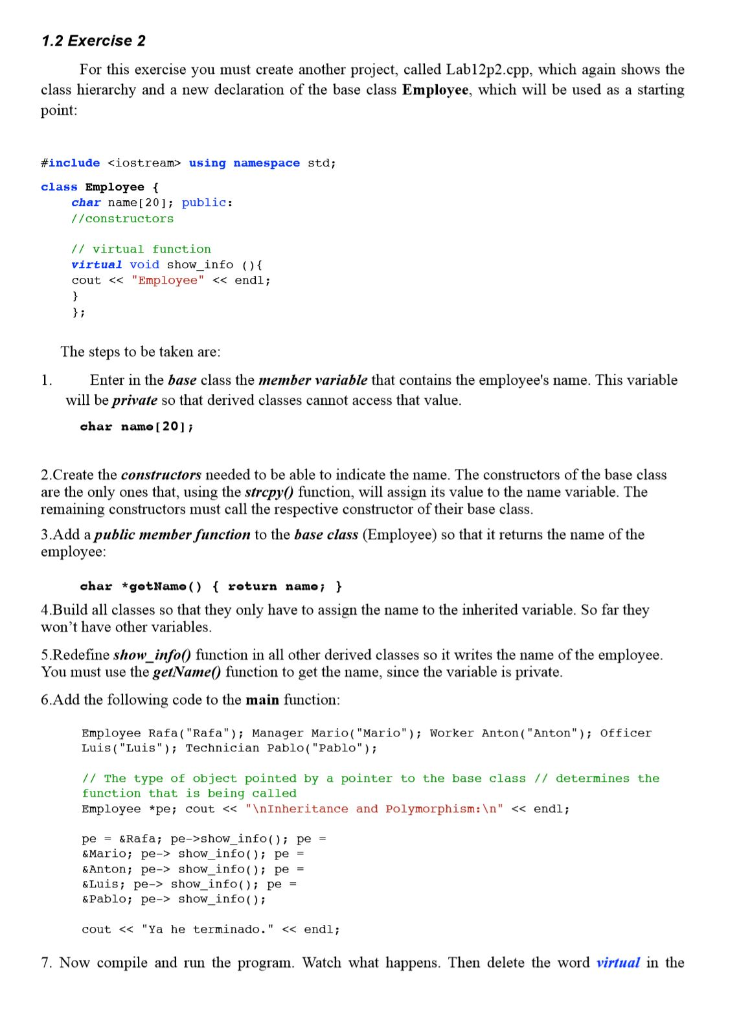 1.2 Exercise 2 For this exercise you must create | Chegg.com