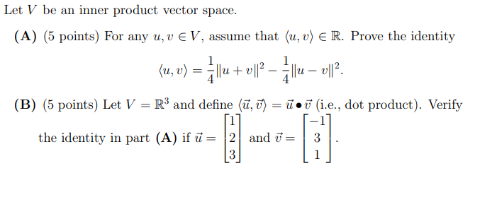 Solved Let V be an inner product vector space. (A) (5 | Chegg.com