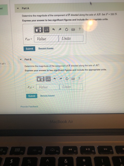 Solved ed Part A Determine the magnitude of the component of | Chegg.com
