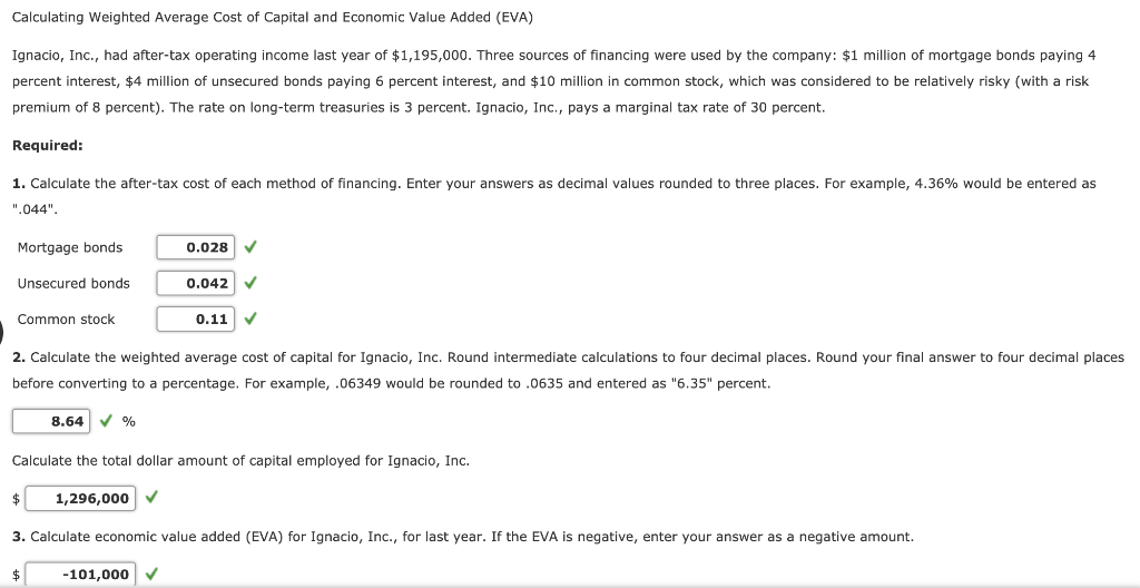 Solved calculating weighted average cost of capital and chegg
