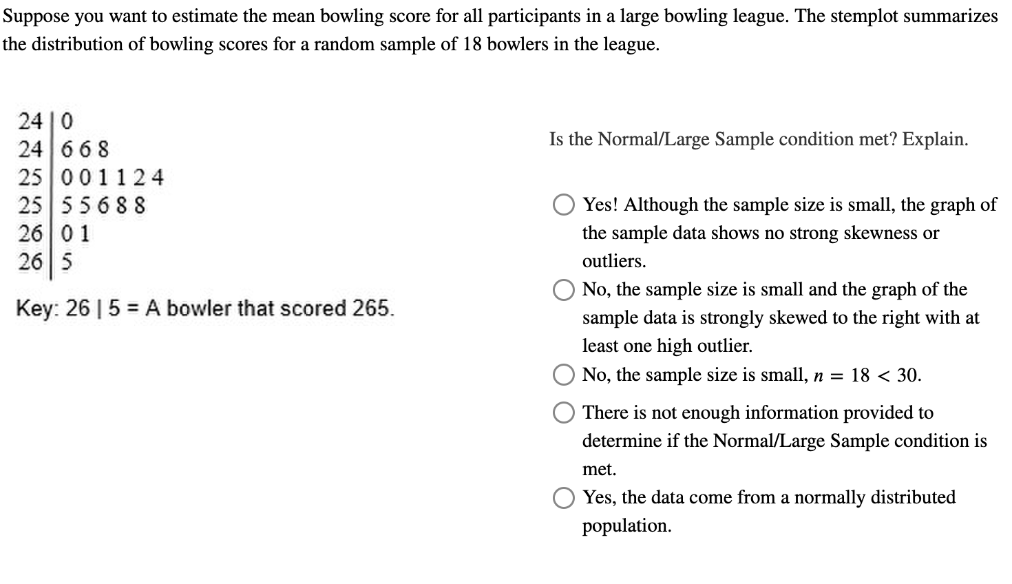 Solved Suppose you want to estimate the mean bowling score | Chegg.com