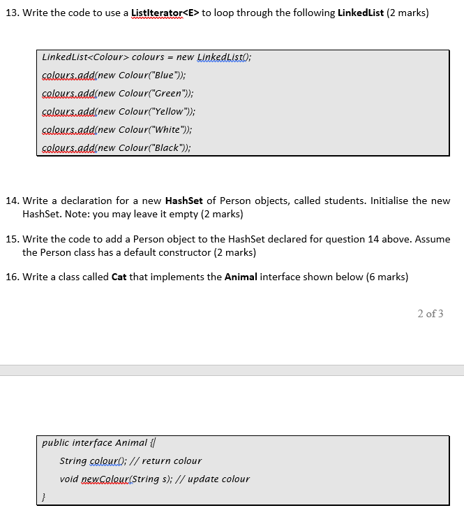 solved 13 write the code to use a listiterator to loop t