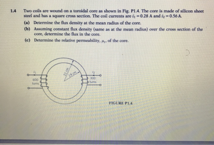 Solved Two Coils Are Wound On A Toroidal Core As Shown In