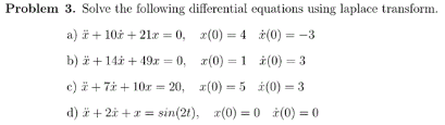 Solved Problem 3. Solve the following differential equations | Chegg.com