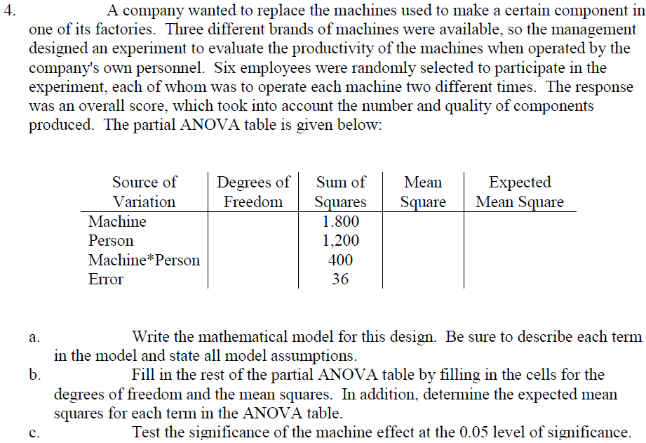 Solved 4. A company wanted to replace the machines used to | Chegg.com