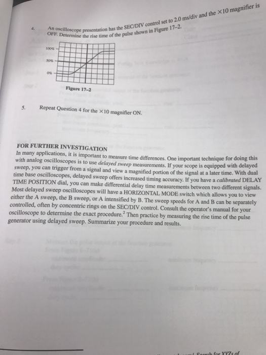 Solved An oscilloscope presentation has the SEC/DIV control