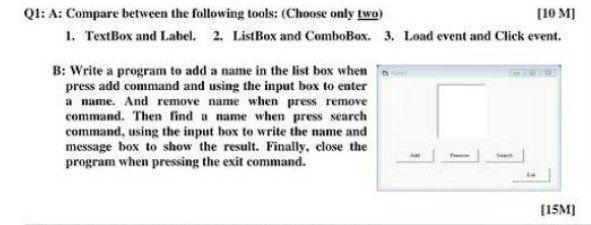 Solved Q1: A: Compare between the following tools: (Choose | Chegg.com
