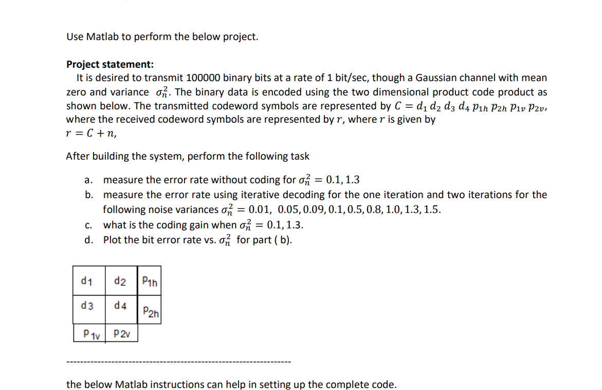 Solved Use Matlab to perform the below project.Project | Chegg.com