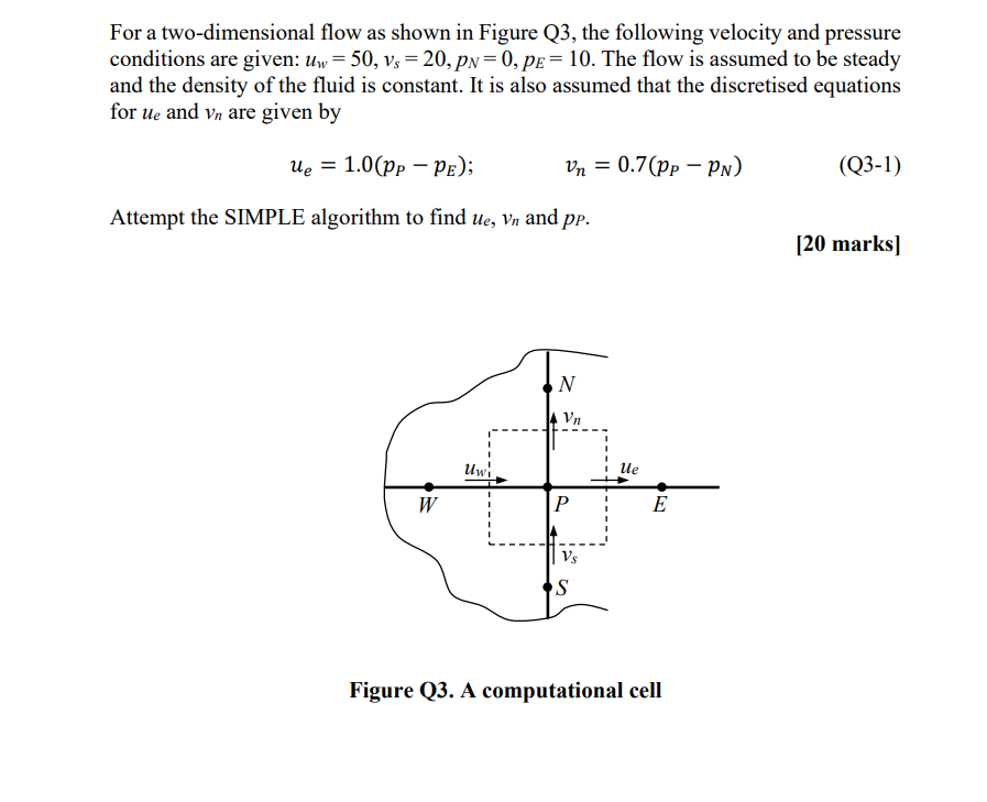 For a two-dimensional flow as shown in Figure Q3, the | Chegg.com