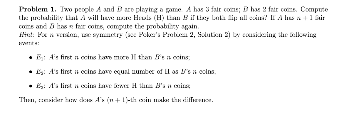 Solved Problem 1. Two People A And B Are Playing A Game. A | Chegg.com