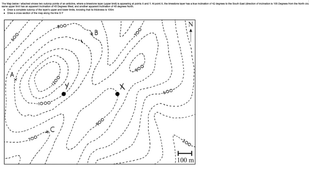 The Map below/attached shows two outcrop points of an | Chegg.com