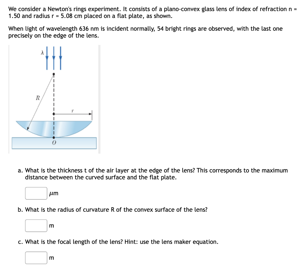 newton's ring experiment questions with answers