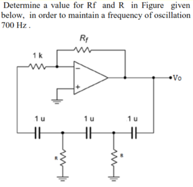 Solved Determine a value for Rf and R in Figure given below, | Chegg.com