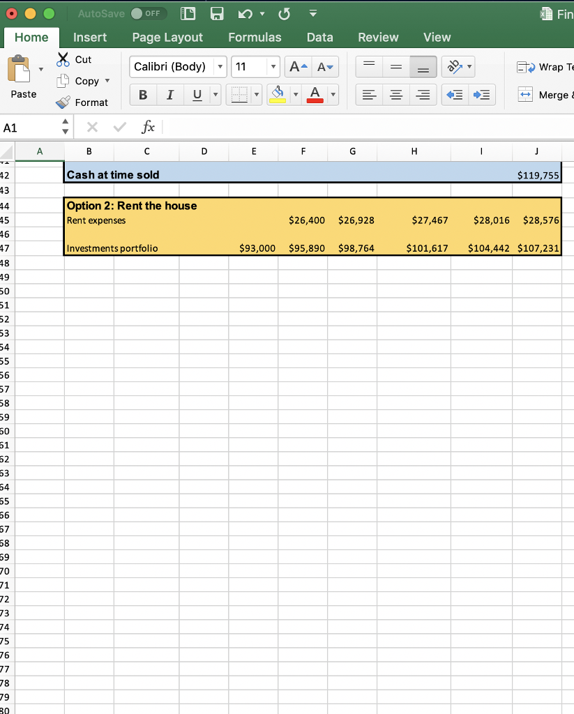 Consider the “buy vs. rent” Excel spreadsheet | Chegg.com