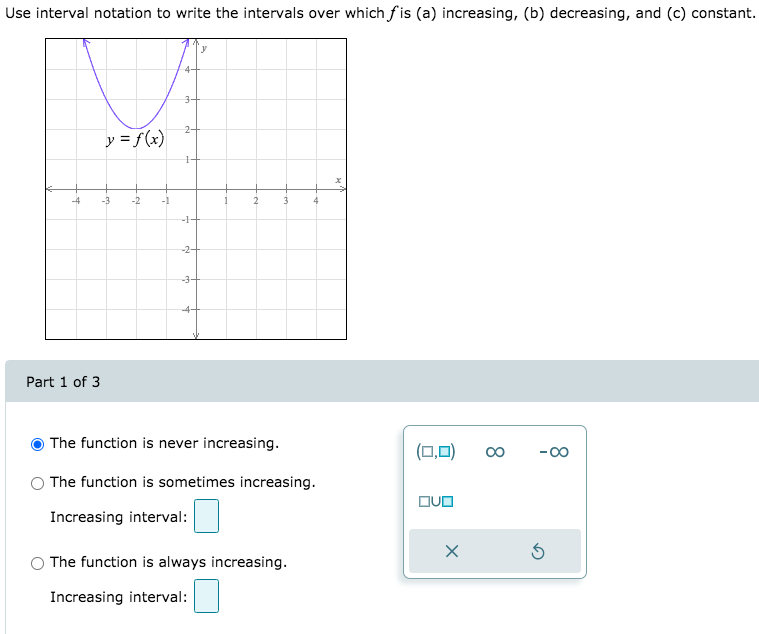 Solved Use interval notation to write the intervals over | Chegg.com