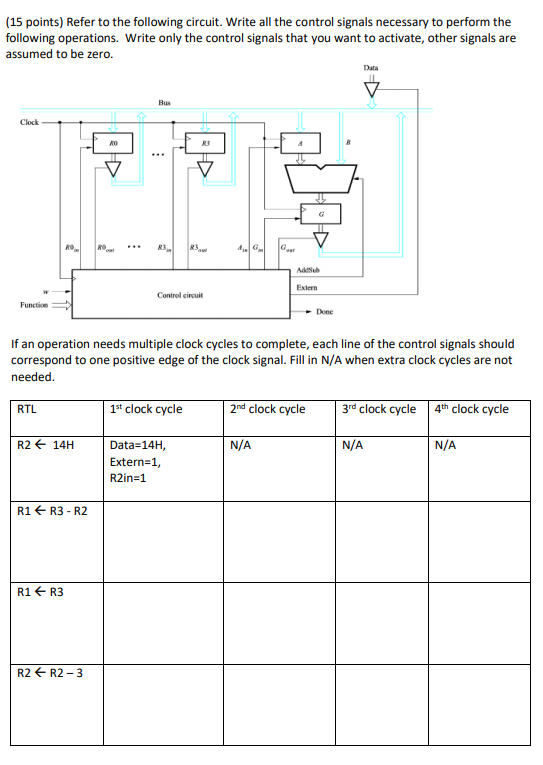 (15 points) Refer to the following circuit. Write all