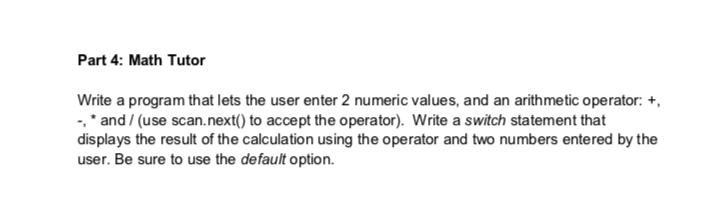 tutorial 4 - programming 1 tutorial 4 activity 1 write... Solved Instructions: Complete all (4) parts in one program. | Chegg.com