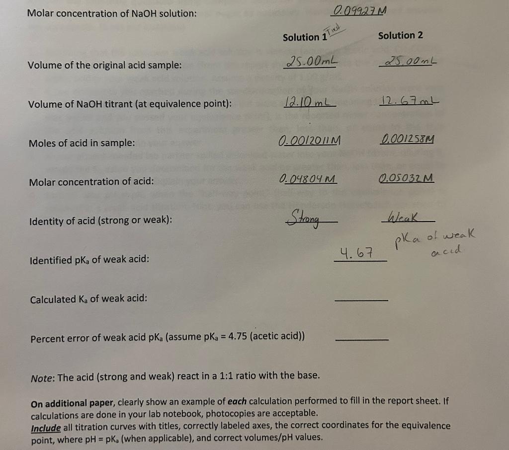 Solved Molar concentration of NaOH solution: 0.09927M | Chegg.com