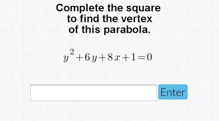 Solved Complete the square to find the vertex of this | Chegg.com