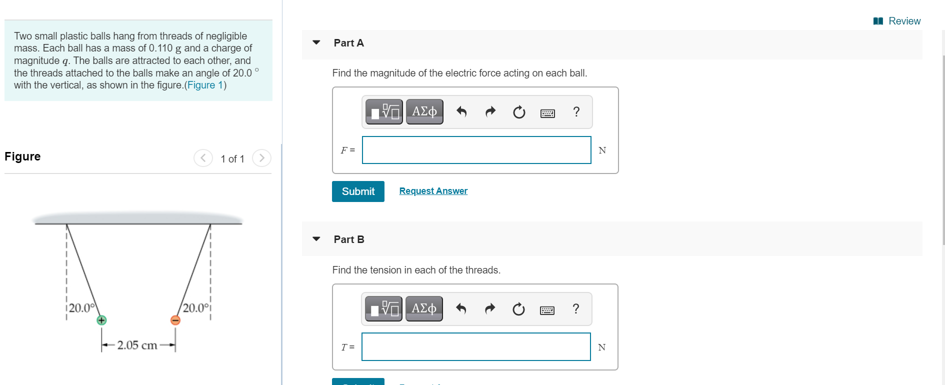 Solved A Review Part A Two small plastic balls hang from